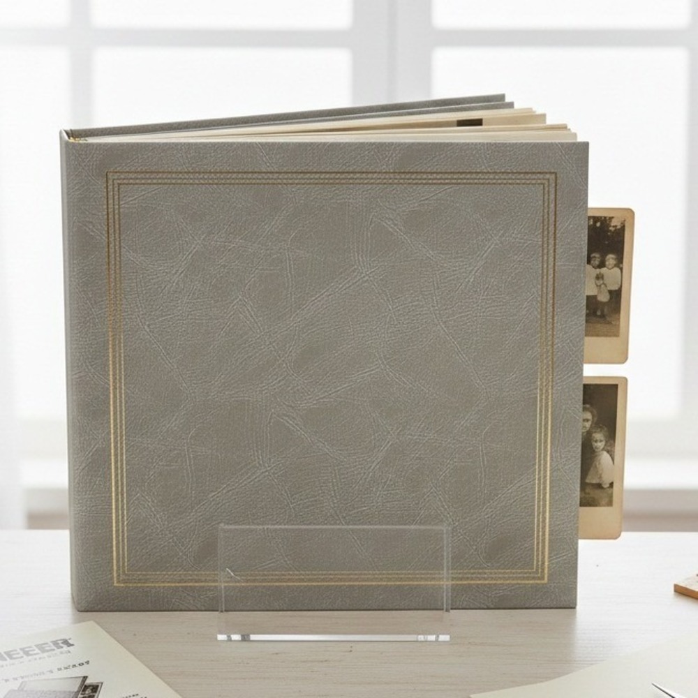 Pioneer Vintage Photo Scrapbook Album Gray Gold‎ 18 Page Expandable Memory Book